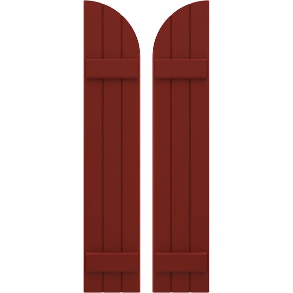 Ekena Millwork Americraft 3-Board (2 Batten) Wood Joined Board-n-Batten Shutters w/ Arch Top, ARW101BQ311X68MRH, PR ARW101BQ311X68MRH - main